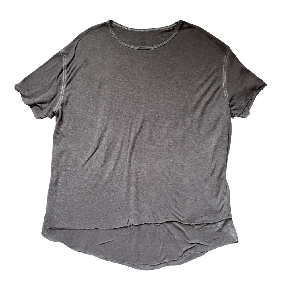 Free People We the Free Heathered Short Sleeve Tee Tiered Double Hem Grey